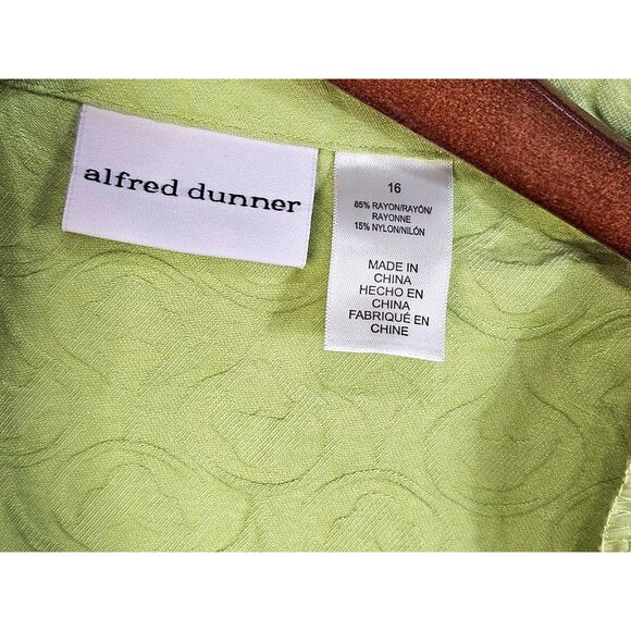 Vtg Alfred Dunner Sz16 Lime Green Textured Lightweight Jacket Roll Tab Sleeves - Picture 3 of 5